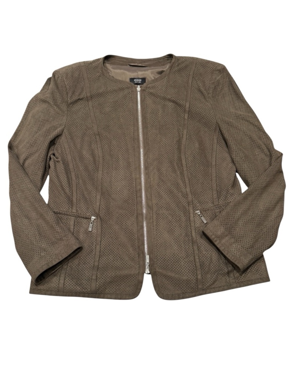 Basler Black Label Olive Perforated Zip Jacket - Size 12